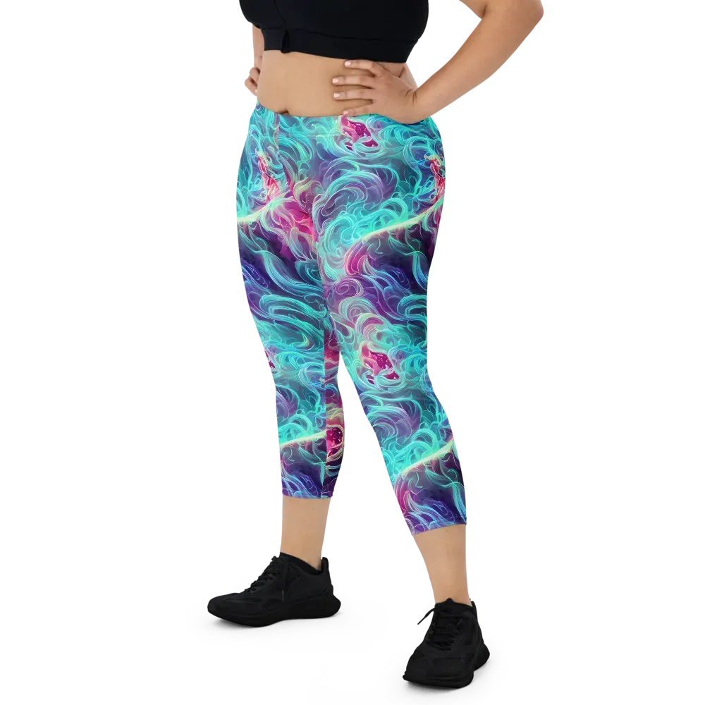 Galactic Bloom on Capri Leggings — Front