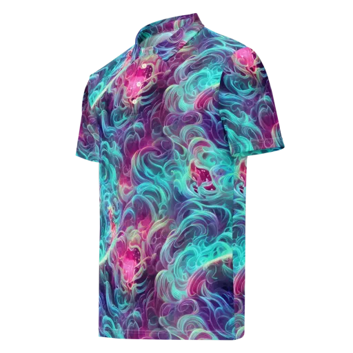 Galactic Bloom on a Men's Slim Fit Polo Shirt