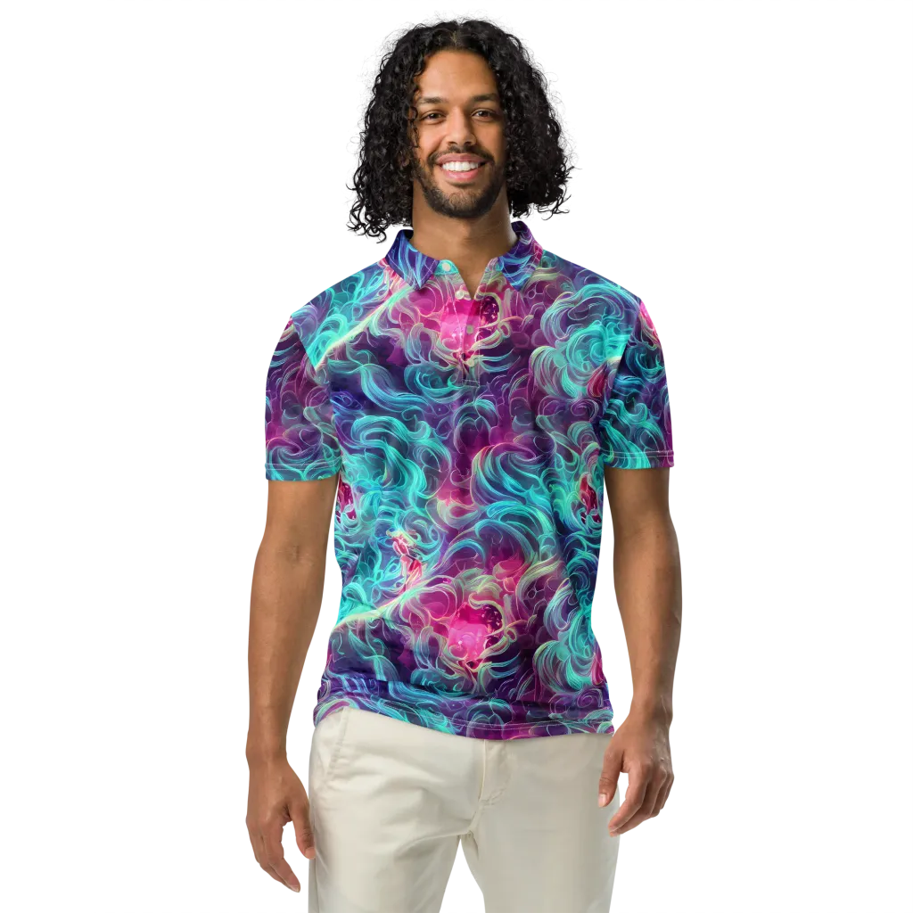 Galactic Bloom on Men's Slim Fit Polo Shirt — Front
