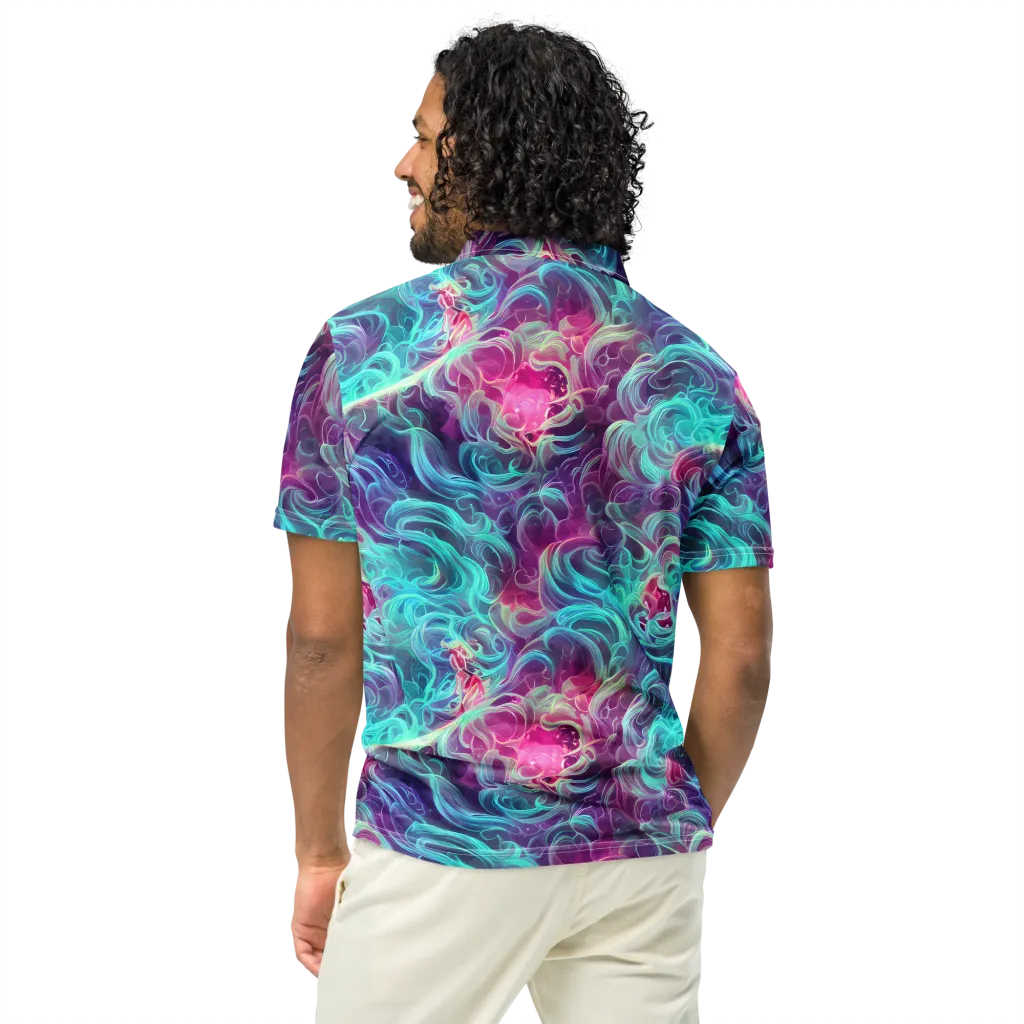 Galactic Bloom on Men's Slim Fit Polo Shirt — Back