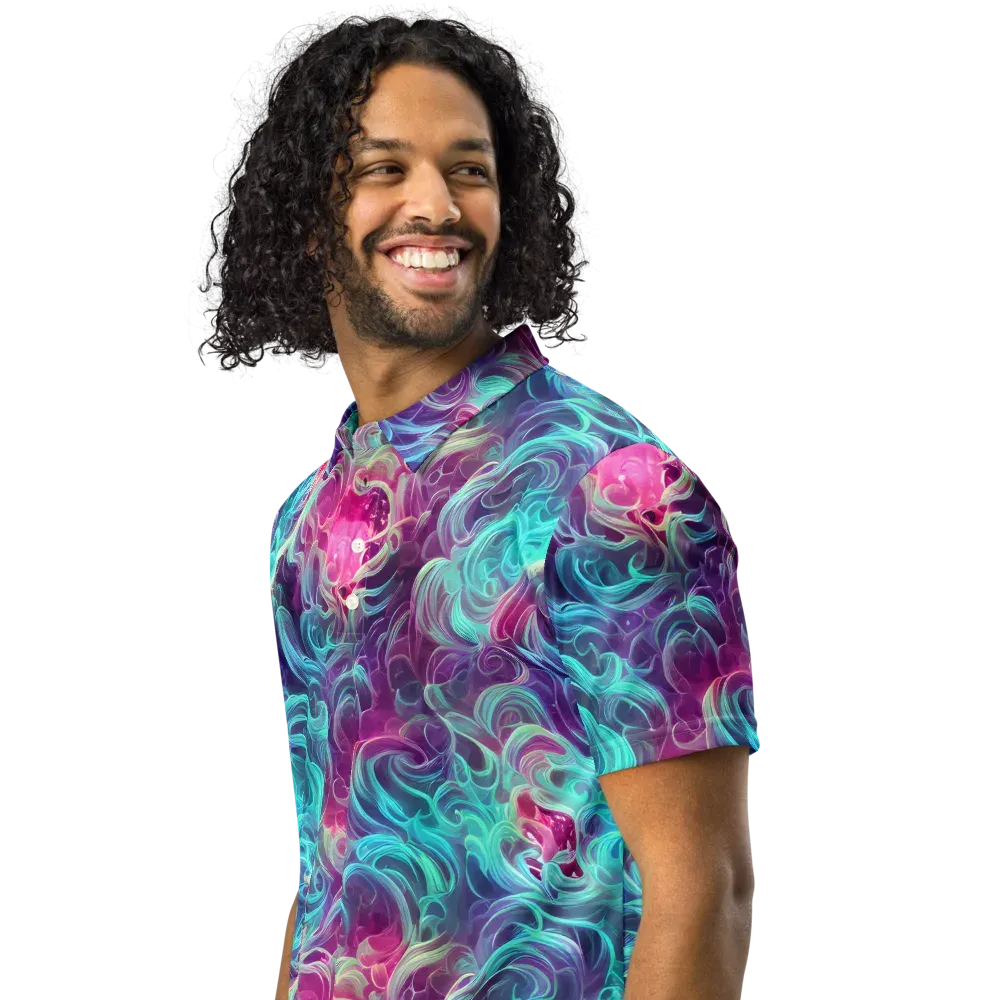 Galactic Bloom on Men's Slim Fit Polo Shirt — Left Front