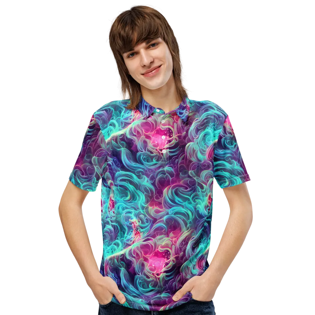 Galactic Bloom on Men's Slim Fit Polo Shirt — Front