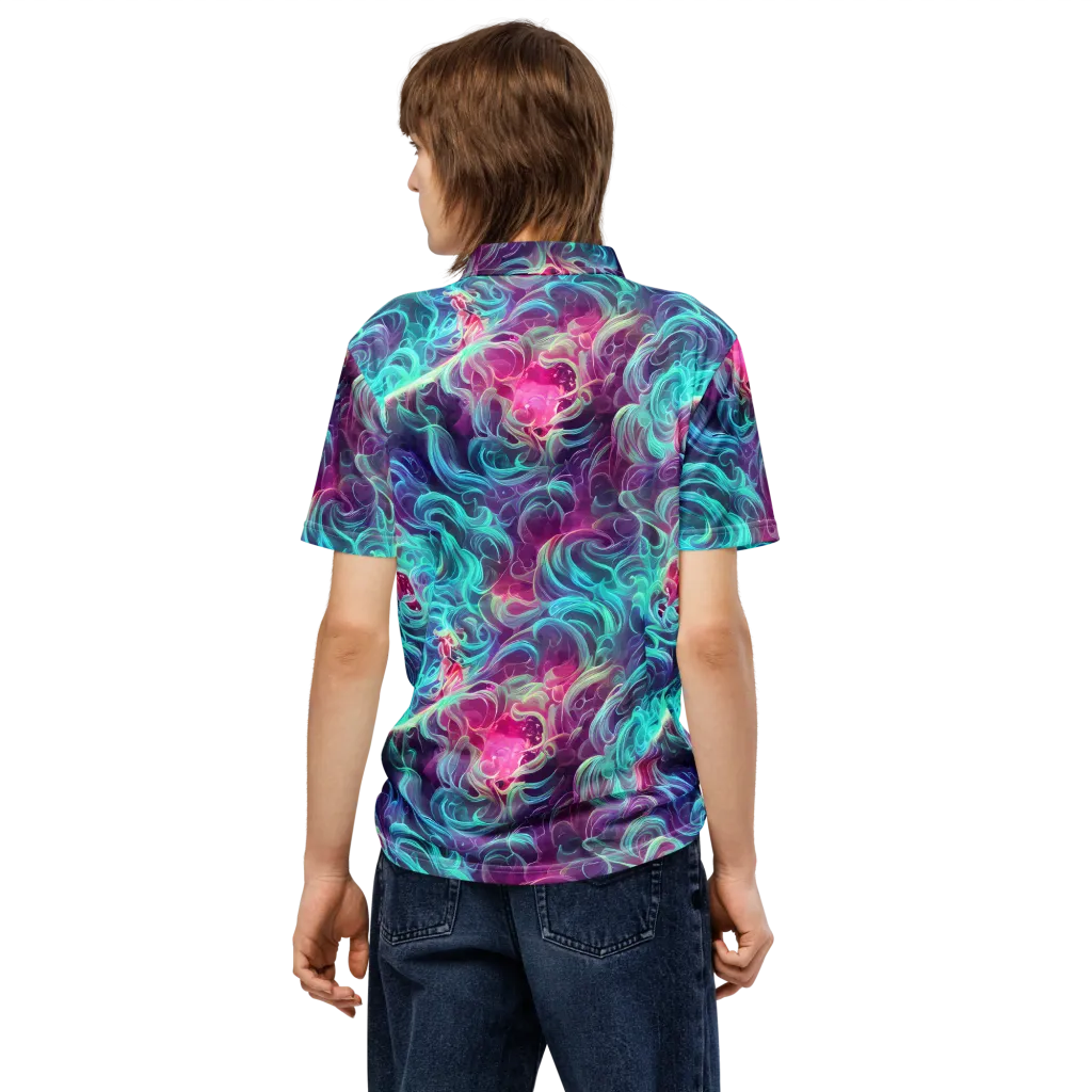 Galactic Bloom on Men's Slim Fit Polo Shirt — Back