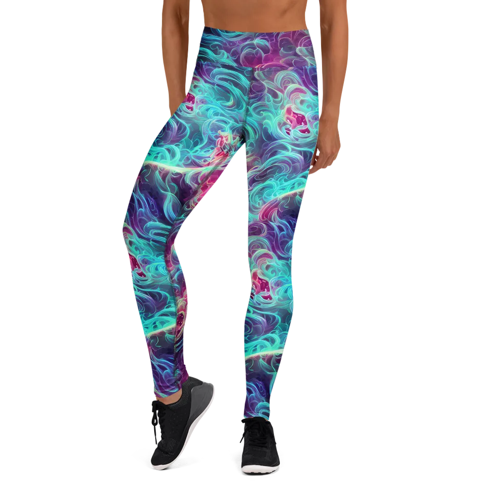 Galactic Bloom on Yoga Leggings — Front