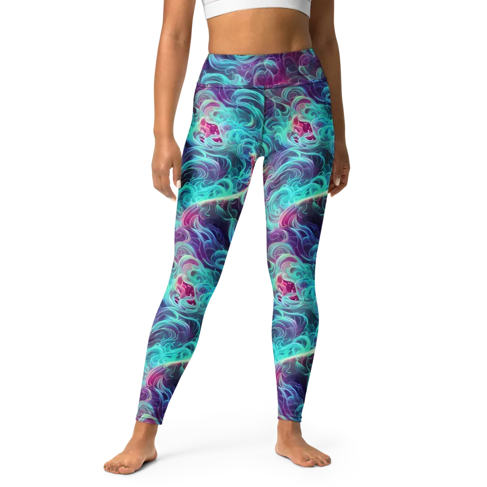 Galactic Bloom on Yoga Leggings — Front