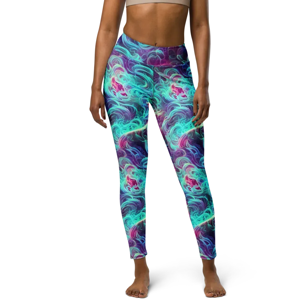 Galactic Bloom on Yoga Leggings — Front