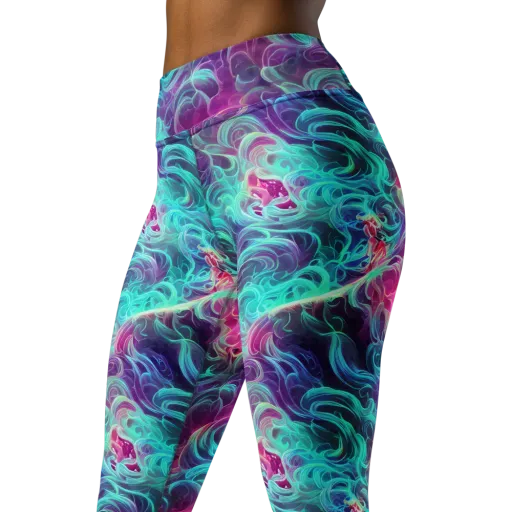Galactic Bloom on a Yoga Leggings