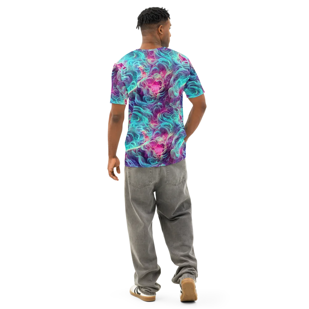 Galactic Bloom on Men's Cotton Crew Neck T-Shirt — Back