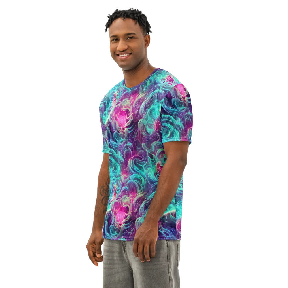 Galactic Bloom on Men's Cotton Crew Neck T-Shirt — Left Front