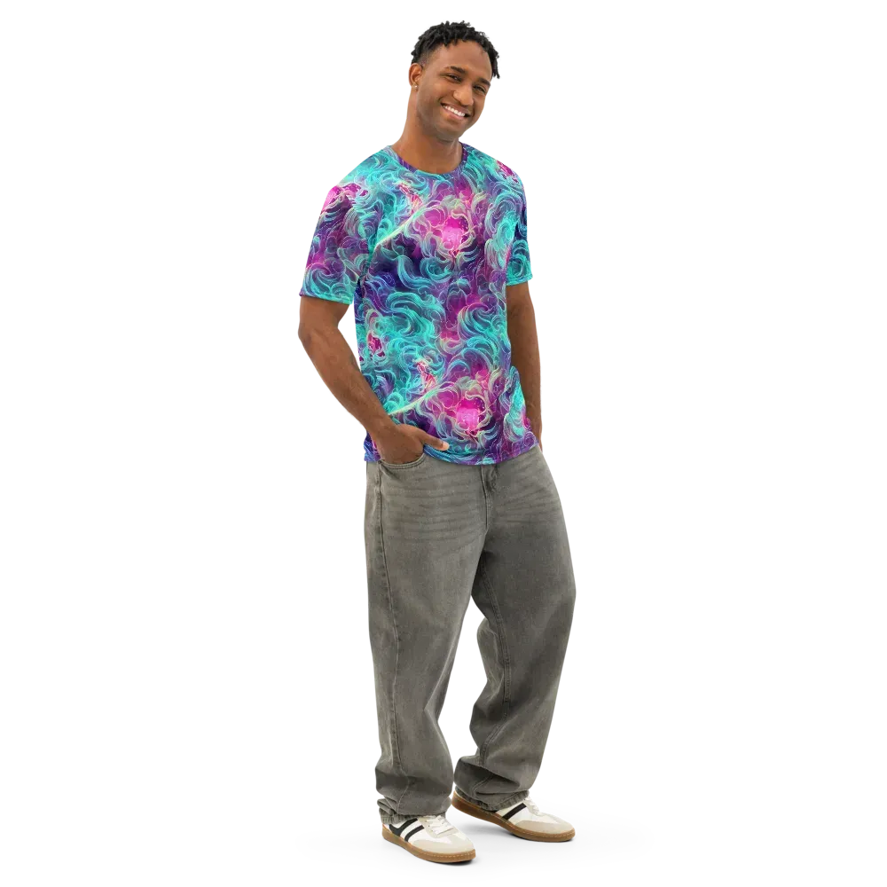 Galactic Bloom on Men's Cotton Crew Neck T-Shirt — Right Front