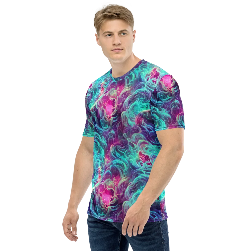 Galactic Bloom on Men's Crew Neck T-Shirt — Left