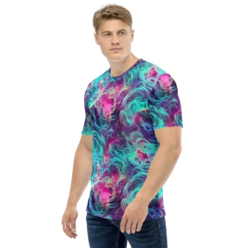 Galactic Bloom on a Men's Crew Neck T-Shirt