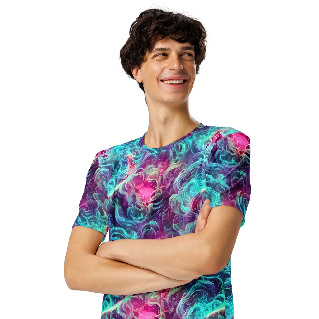 Galactic Bloom on Men's Crew Neck T-Shirt — Left Front