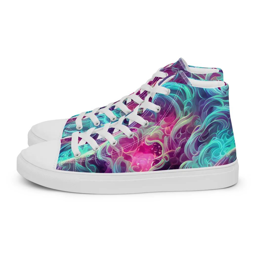 Galactic Bloom on Men's High Top Canvas Shoes — Left