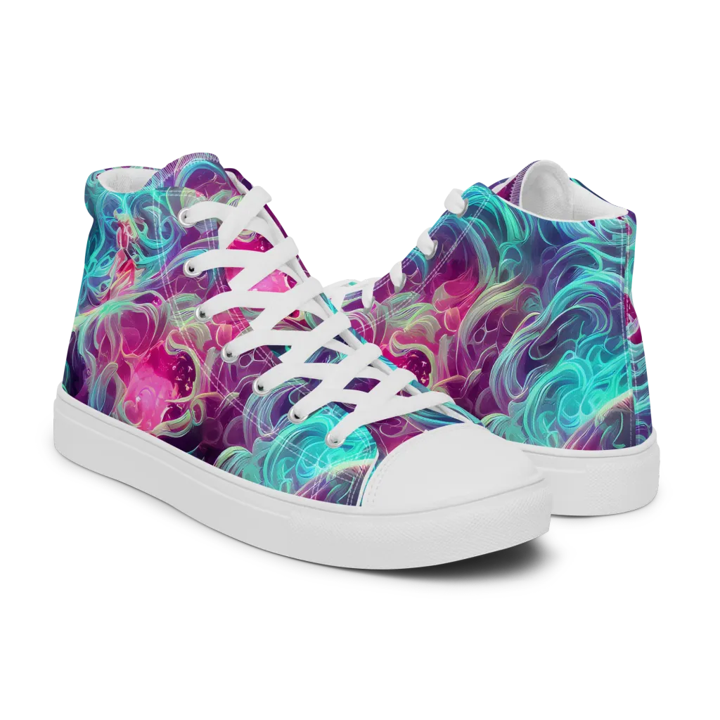 Galactic Bloom on Men's High Top Canvas Shoes — Right