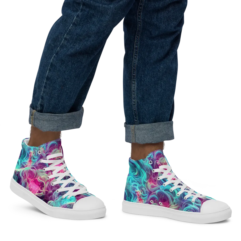 Galactic Bloom on Men's High Top Canvas Shoes — Right