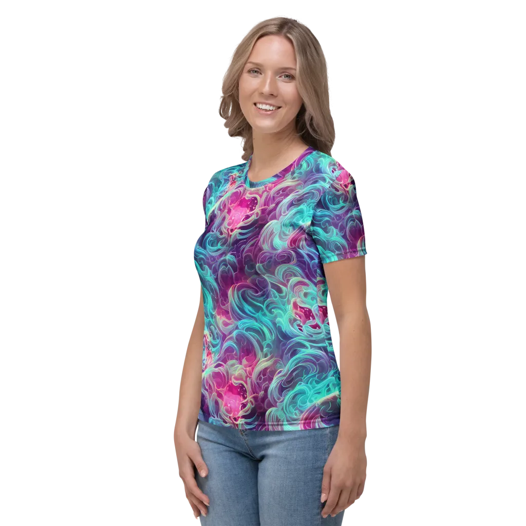 Galactic Bloom on Women's Crew Neck T-Shirt — Left
