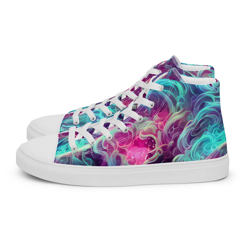 Galactic Bloom on Women's High Top Canvas Shoes — Left