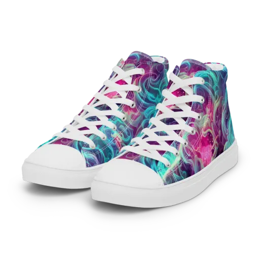 Galactic Bloom on a Women's High Top Canvas Shoes