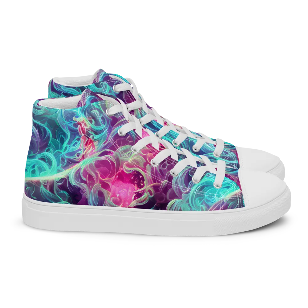 Galactic Bloom on Women's High Top Canvas Shoes — Right