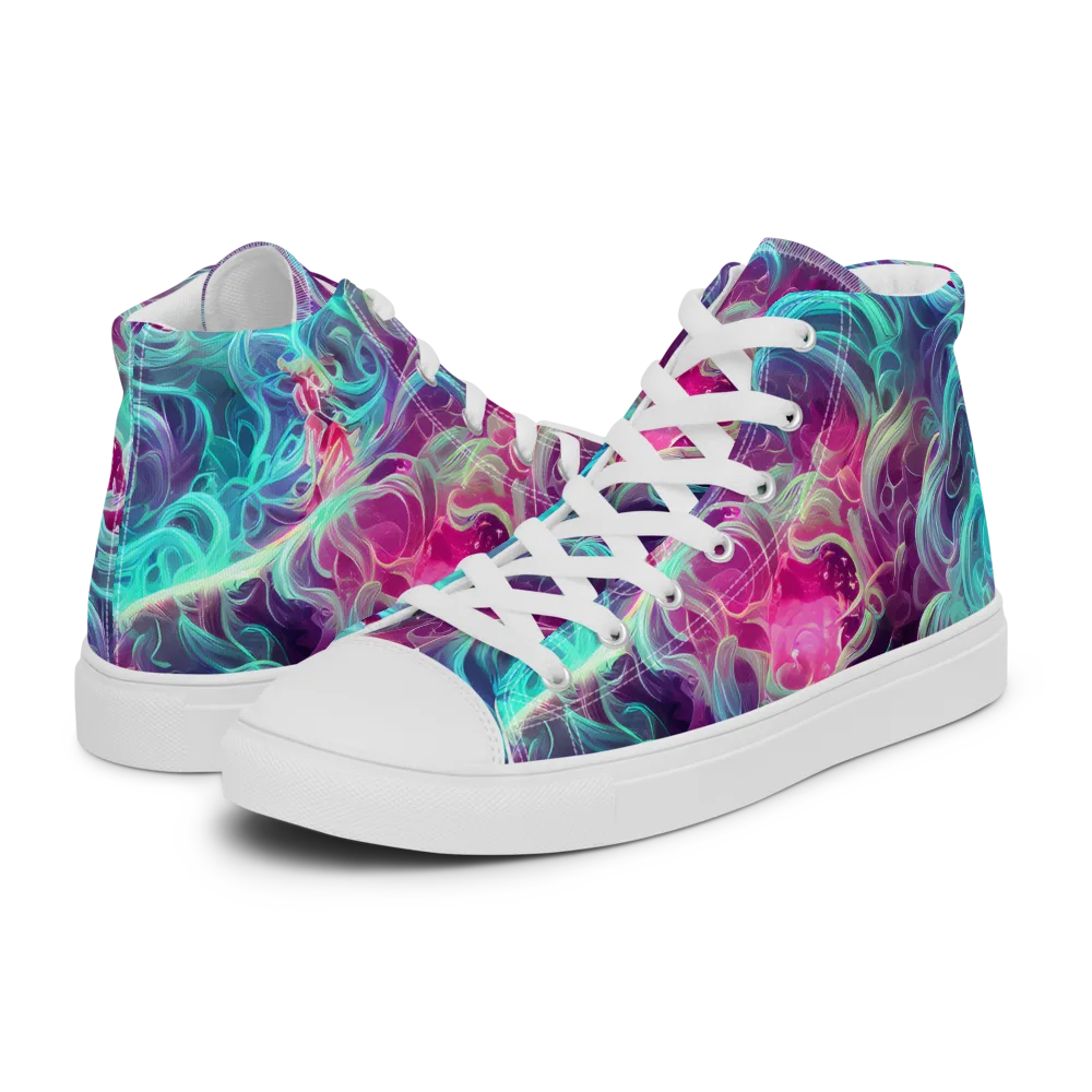 Galactic Bloom on Women's High Top Canvas Shoes — Left