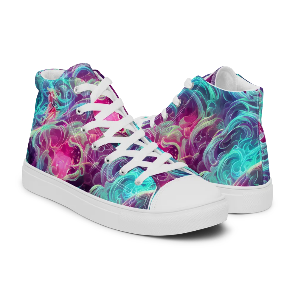 Galactic Bloom on Women's High Top Canvas Shoes — Right