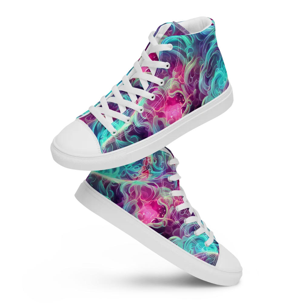 Galactic Bloom on Women's High Top Canvas Shoes — Front