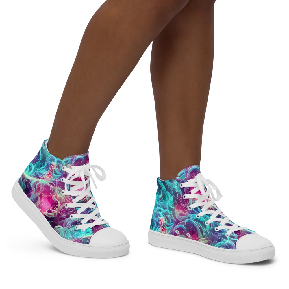 Galactic Bloom on Women's High Top Canvas Shoes — Right