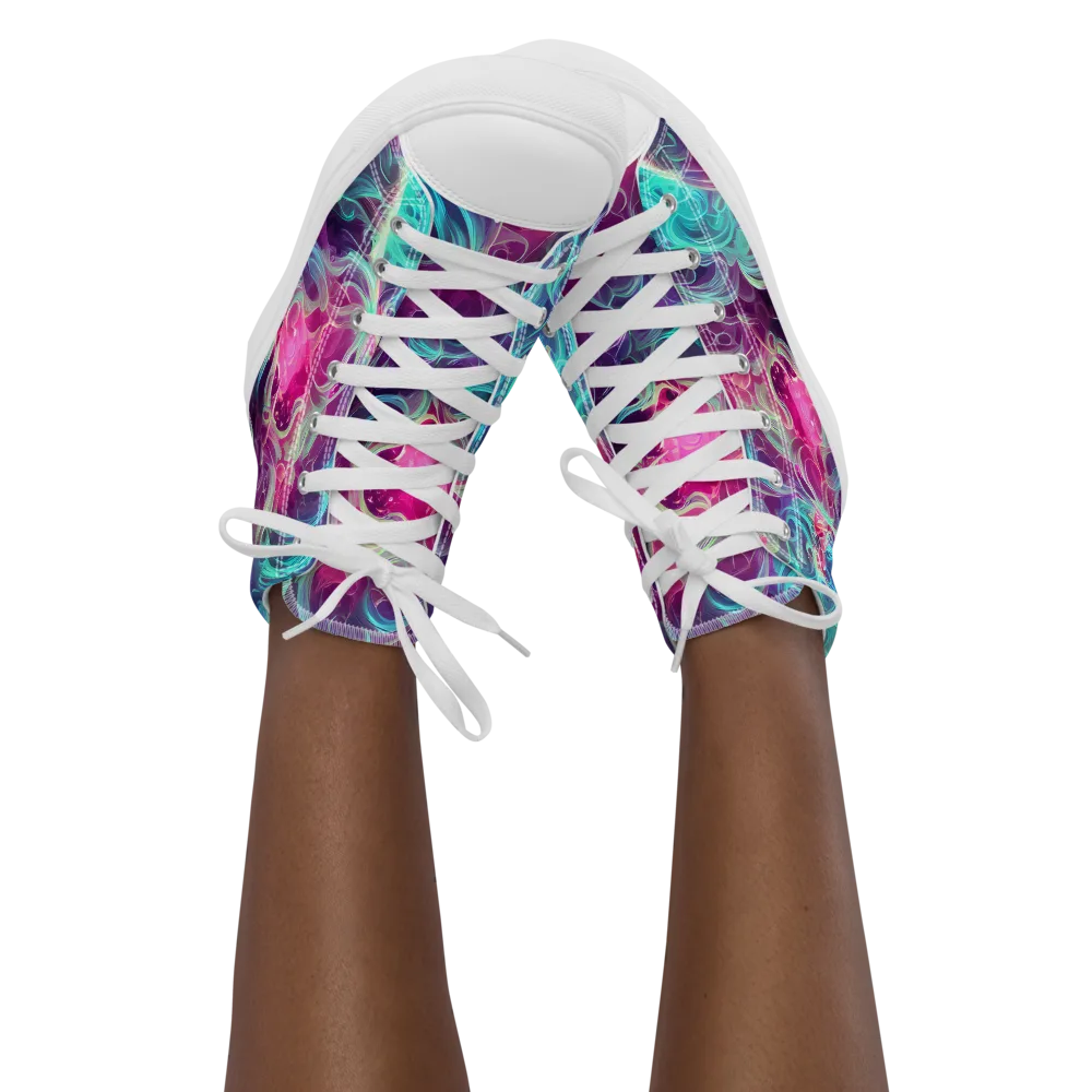 Galactic Bloom on Women's High Top Canvas Shoes — Front