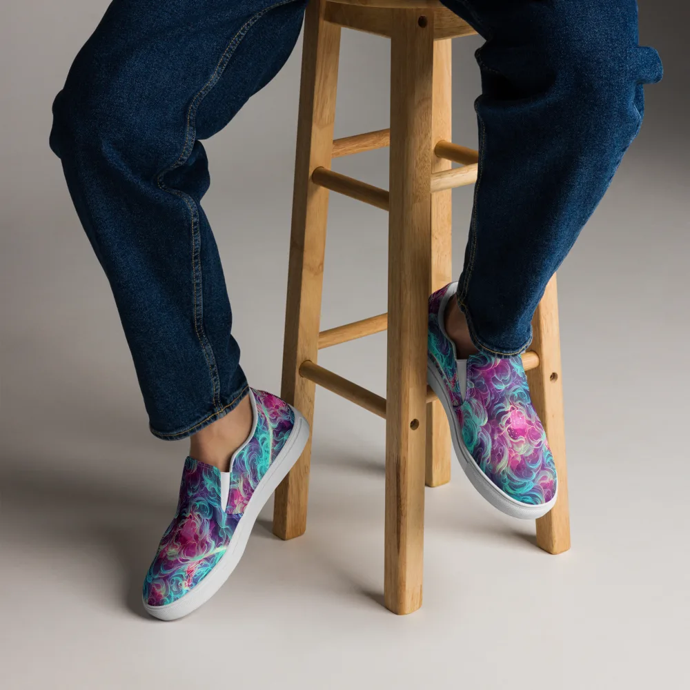 Galactic Bloom on Men's Slip-On Canvas Shoes — Front