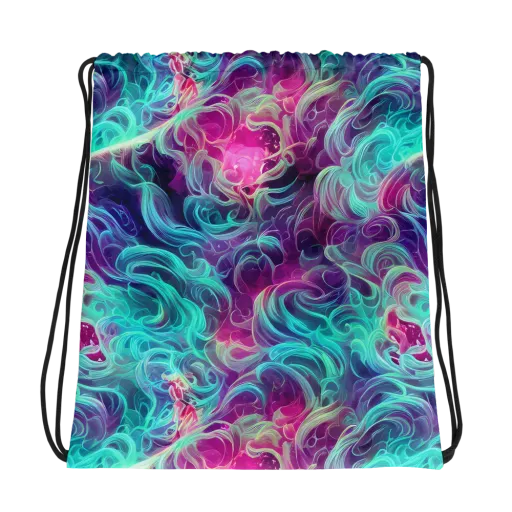 Galactic Bloom on a Drawstring Bag