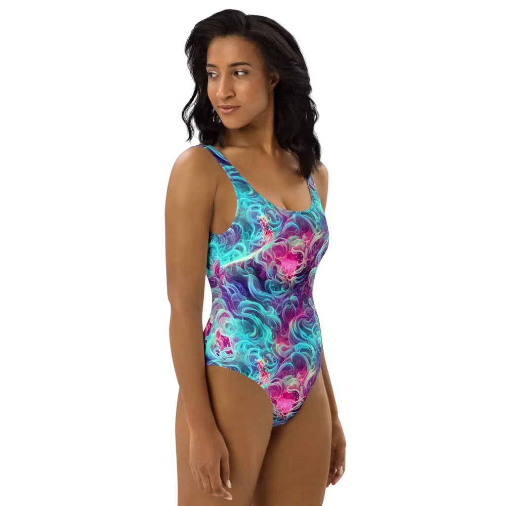 Galactic Bloom on One-Piece Swimsuit — Right