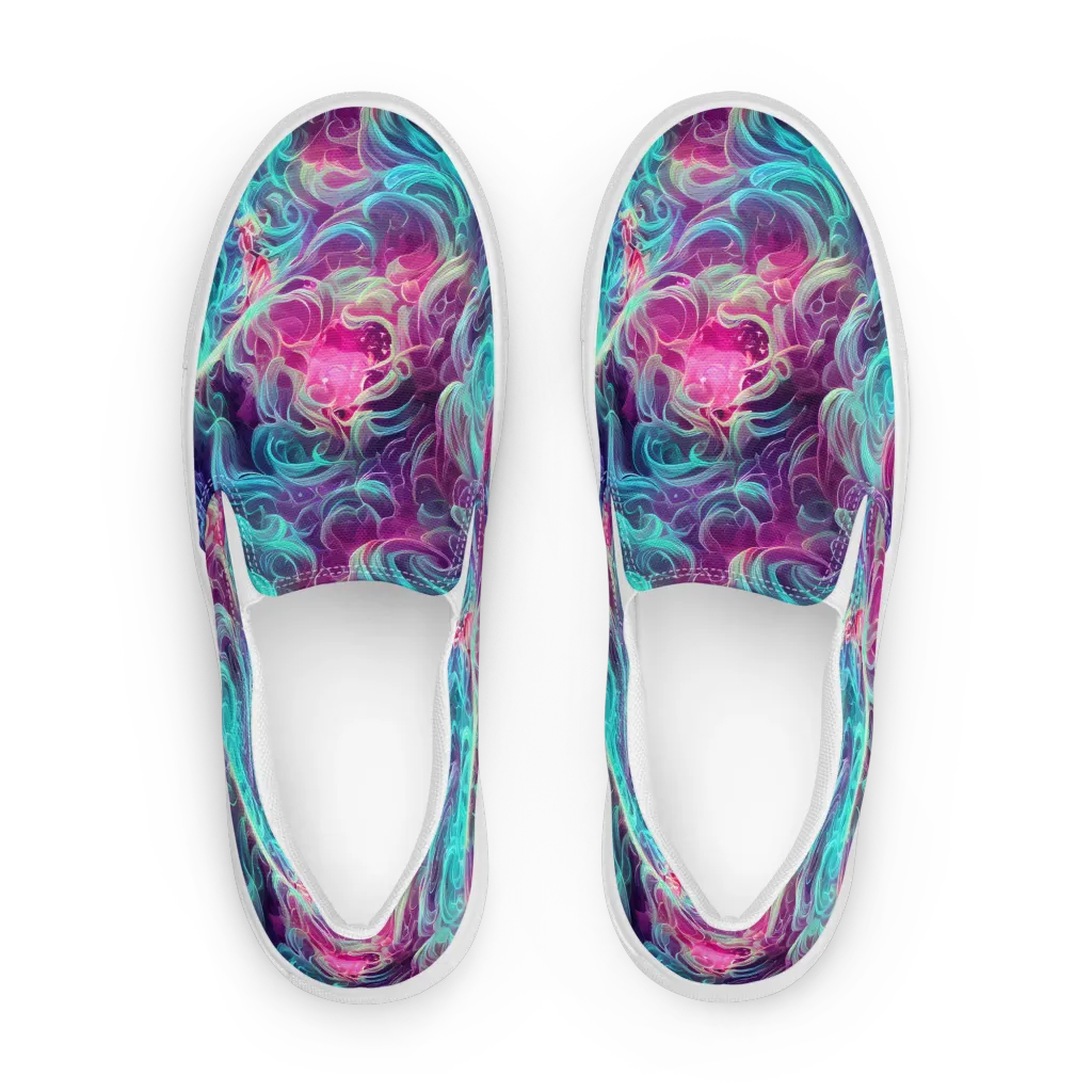 Galactic Bloom on Women's Slip-On Canvas Shoes — Front