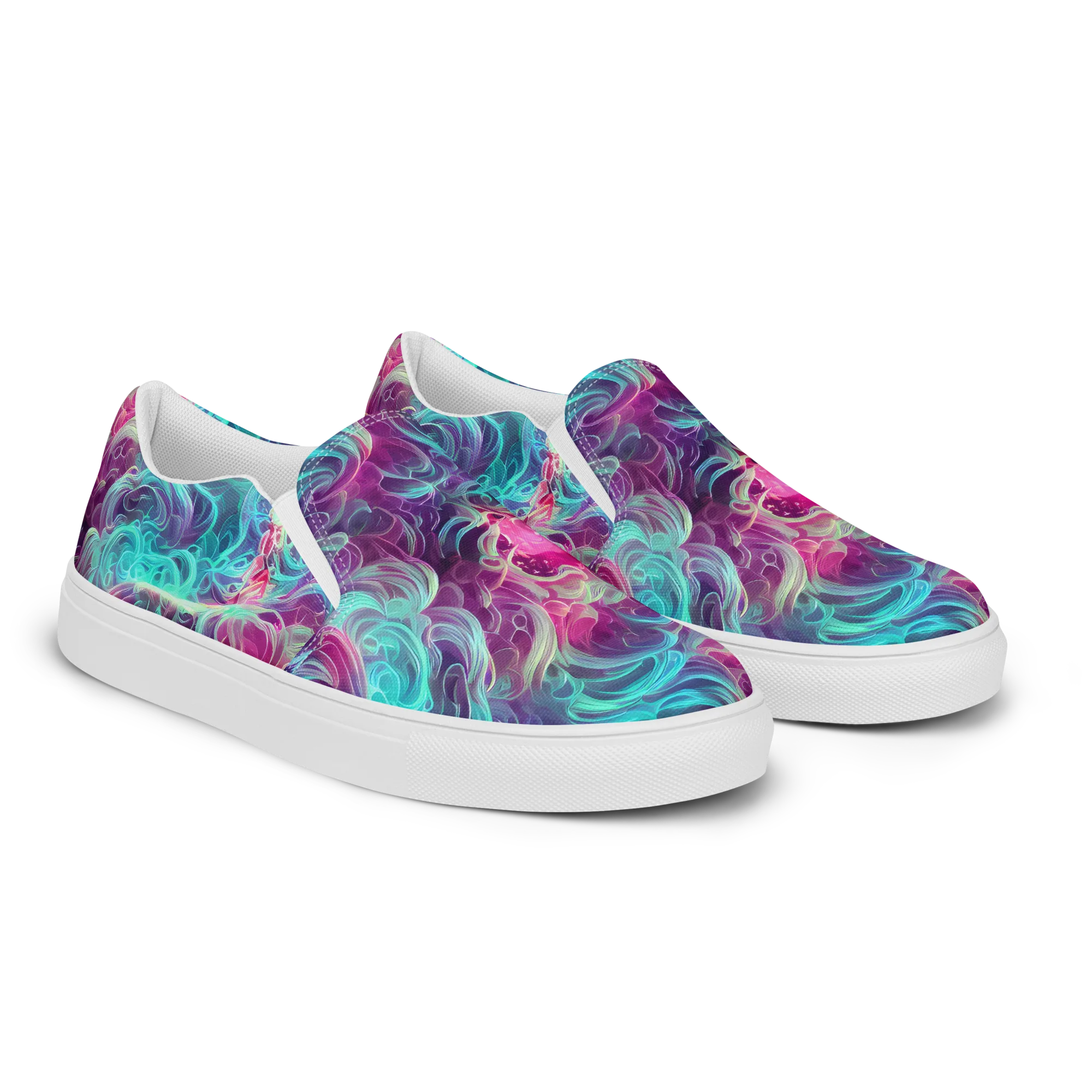 Galactic Bloom on Women's Slip-On Canvas Shoes — Right Front