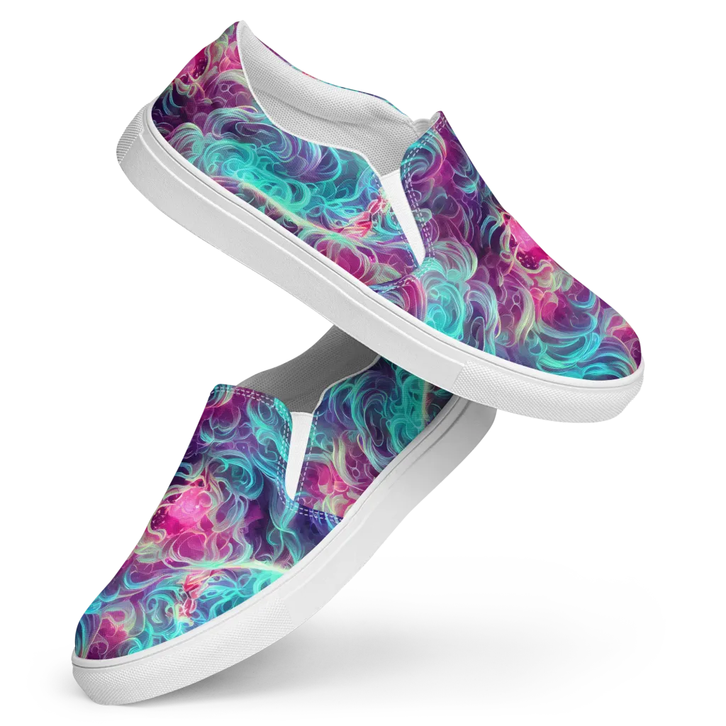 Galactic Bloom on Women's Slip-On Canvas Shoes — Front
