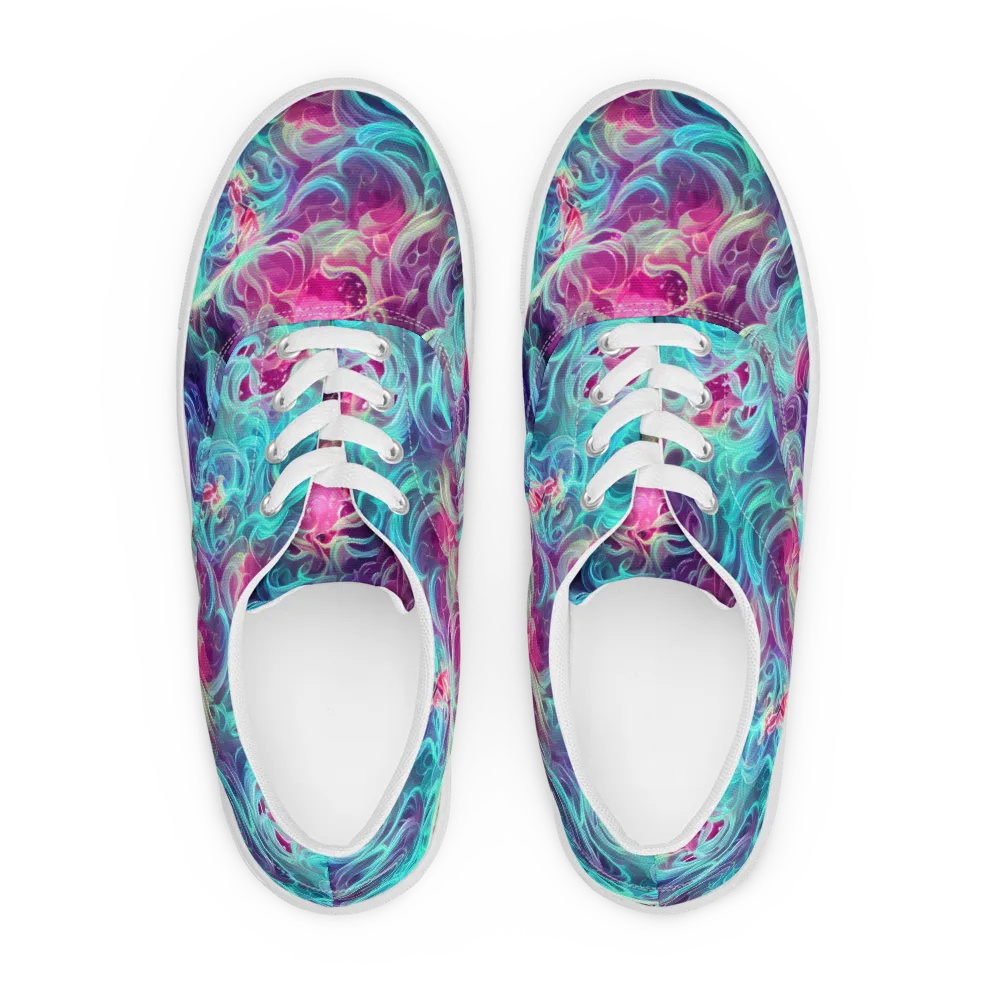 Galactic Bloom on Men's Lace-Up Canvas Shoes — Front