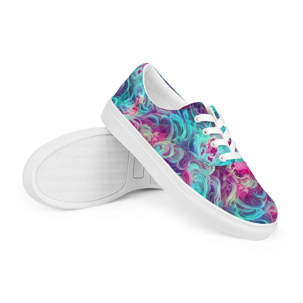 Galactic Bloom on Men's Lace-Up Canvas Shoes — Right Front