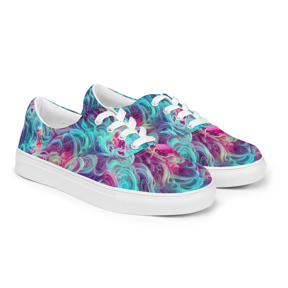 Galactic Bloom on Men's Lace-Up Canvas Shoes — Right Front