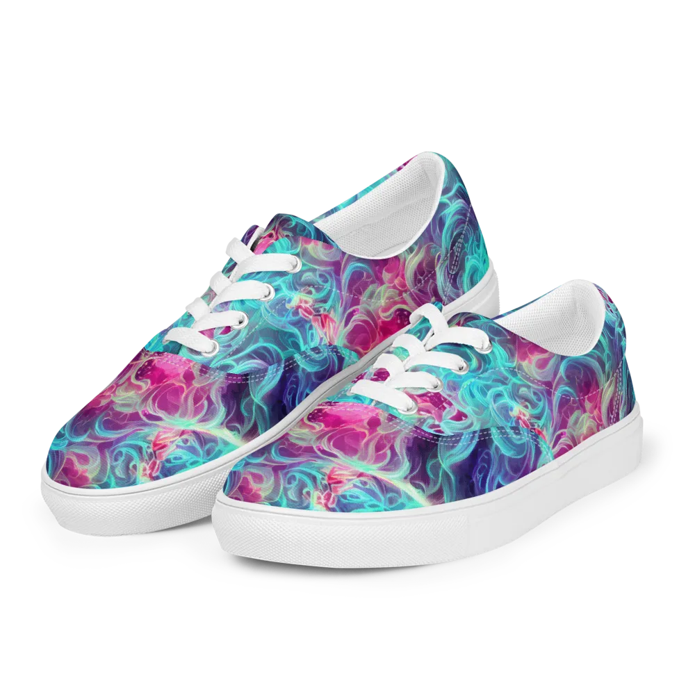 Galactic Bloom on Men's Lace-Up Canvas Shoes — Left Front