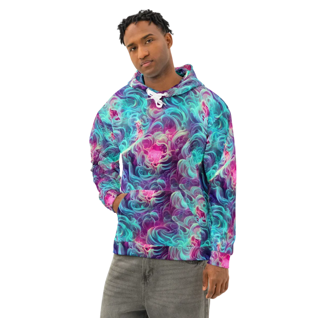 Galactic Bloom on Cotton Hoodie — Left Front