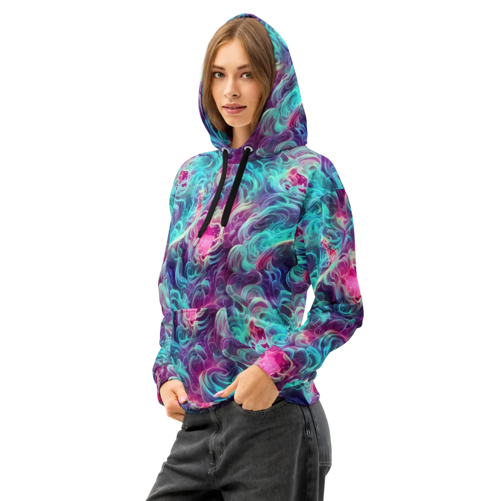 Galactic Bloom on Cotton Hoodie — Left Front