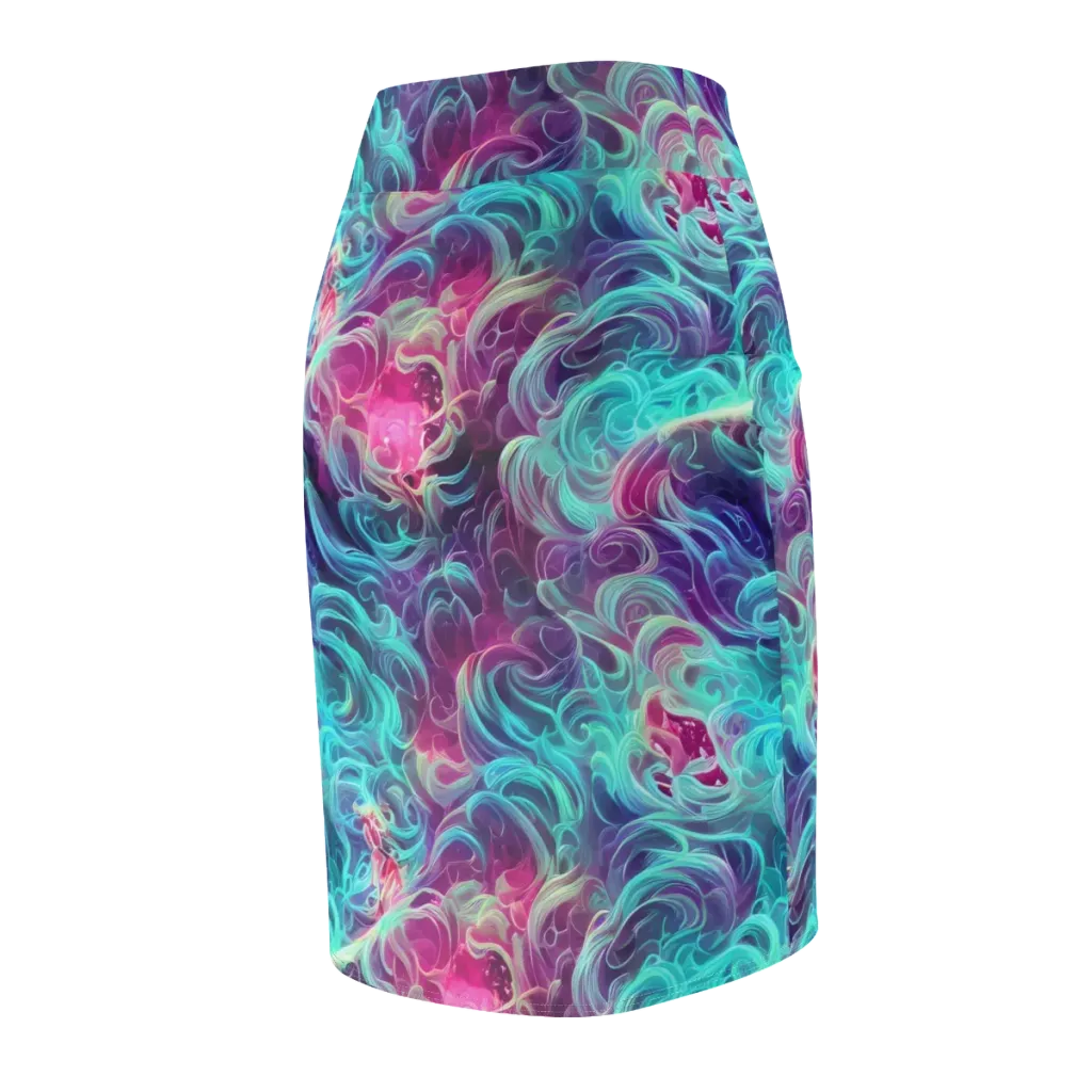 Galactic Bloom on Pencil Skirt — Back Side