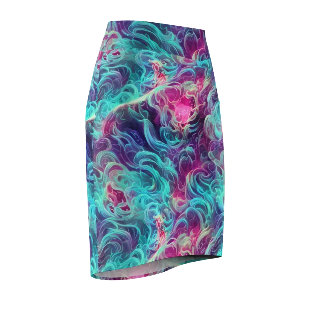 Galactic Bloom on Pencil Skirt — Front Side