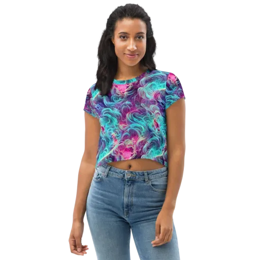 Galactic Bloom on a Crop Tee