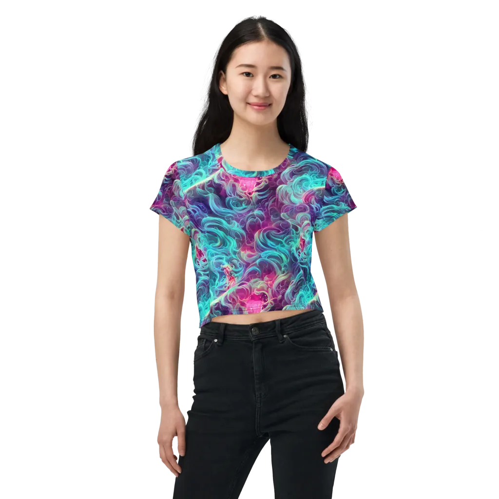 Galactic Bloom on Crop Tee — Front