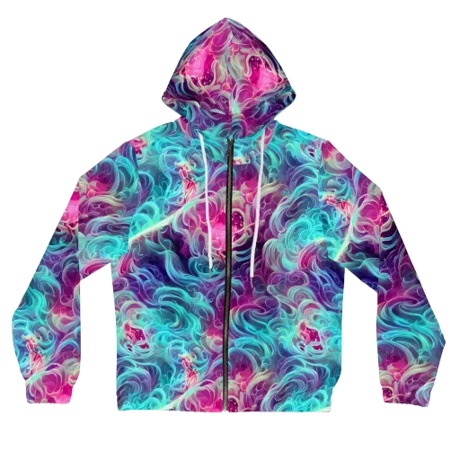 Galactic Bloom on a Women's Full-Zip Hoodie