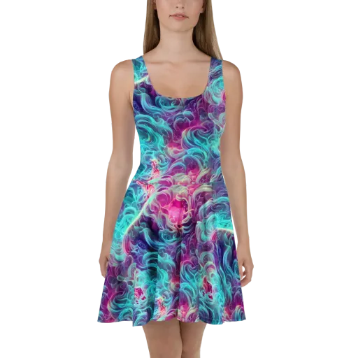 Galactic Bloom on a Skater Dress