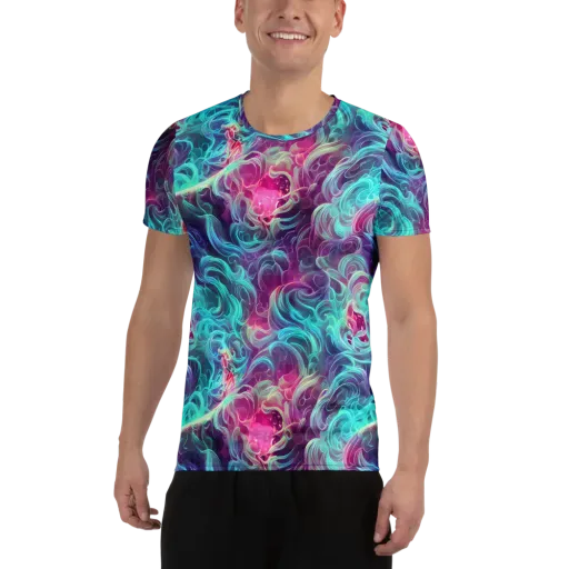 Galactic Bloom on a Men's Athletic T-Shirt