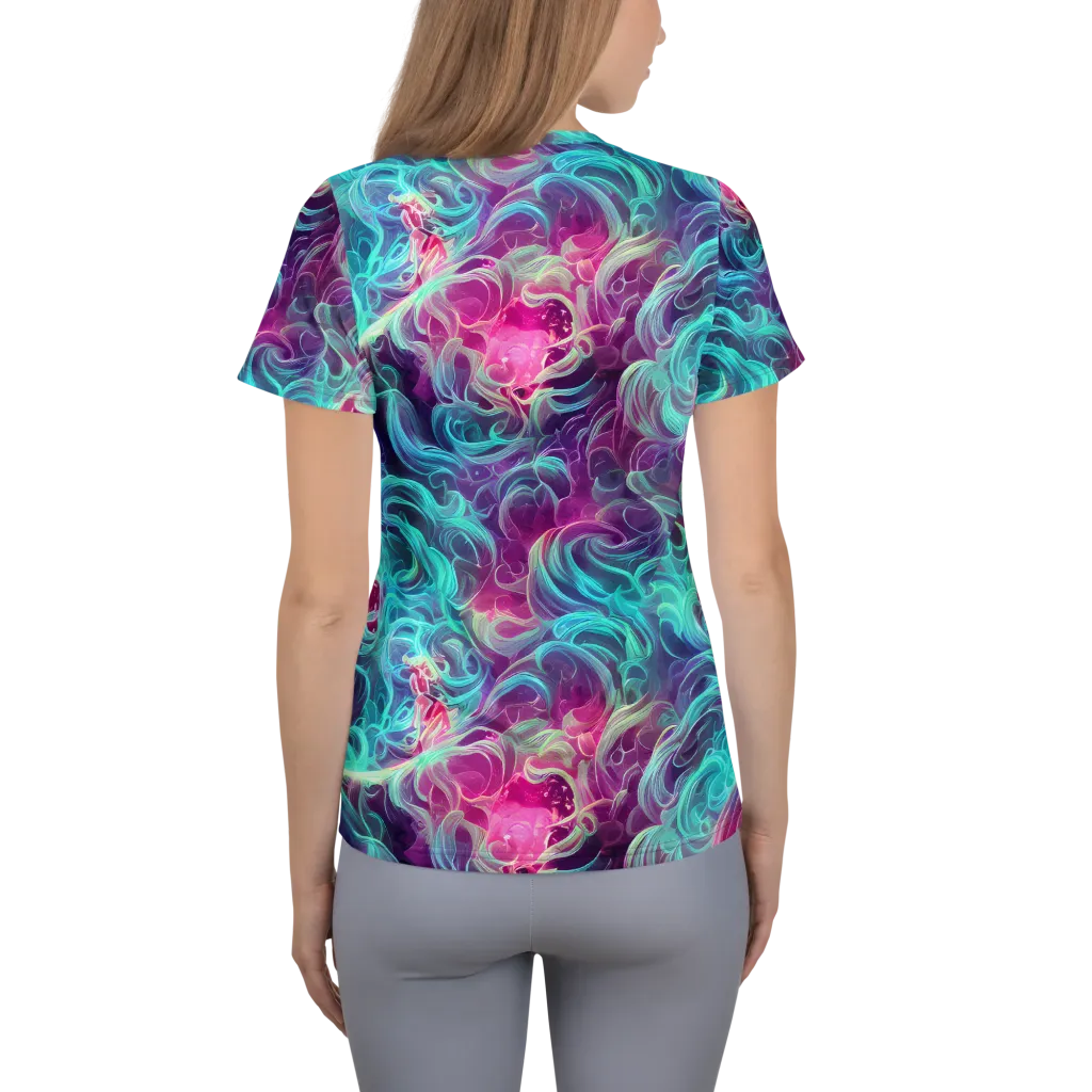 Galactic Bloom on Women's Athletic T-Shirt — Back