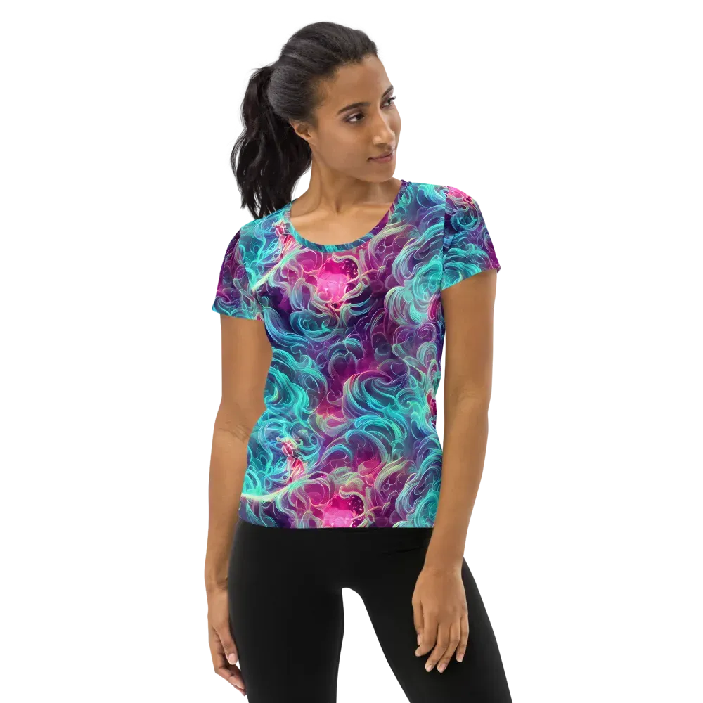 Galactic Bloom on Women's Athletic T-Shirt — Front